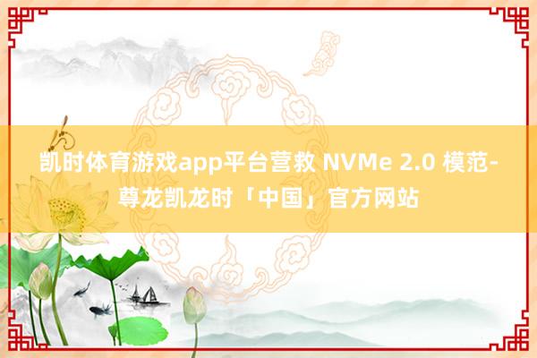凯时体育游戏app平台营救 NVMe 2.0 模范-尊龙凯龙时「中国」官方网站