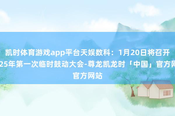 凯时体育游戏app平台天娱数科：1月20日将召开2025年第一次临时鼓动大会-尊龙凯龙时「中国」官方网站