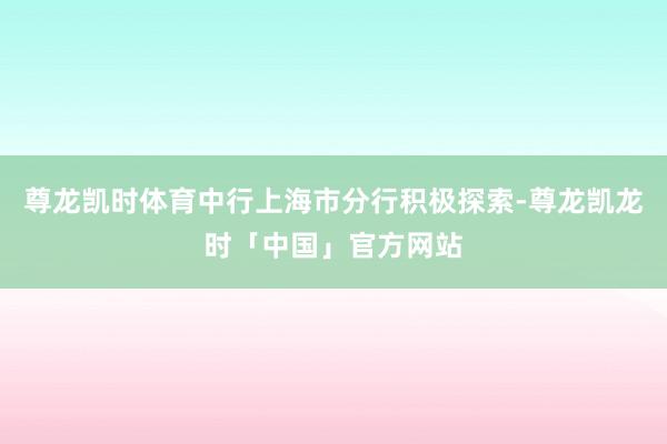 尊龙凯时体育中行上海市分行积极探索-尊龙凯龙时「中国」官方网站