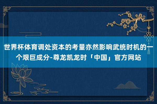世界杯体育调处资本的考量亦然影响武统时机的一个艰巨成分-尊龙凯龙时「中国」官方网站