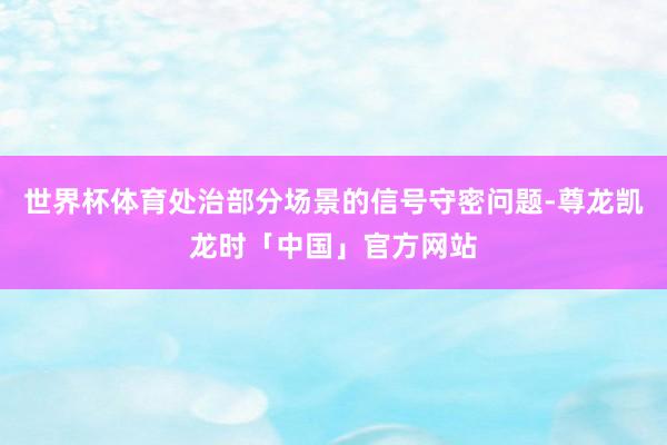 世界杯体育处治部分场景的信号守密问题-尊龙凯龙时「中国」官方网站