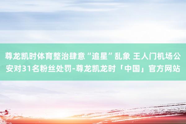 尊龙凯时体育整治肆意“追星”乱象 王人门机场公安对31名粉丝处罚-尊龙凯龙时「中国」官方网站