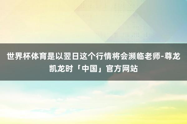 世界杯体育是以翌日这个行情将会濒临老师-尊龙凯龙时「中国」官方网站
