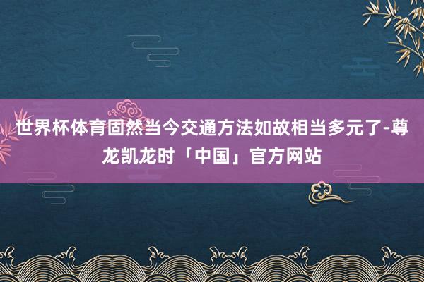 世界杯体育固然当今交通方法如故相当多元了-尊龙凯龙时「中国」官方网站
