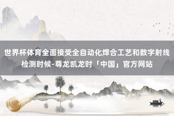 世界杯体育全面接受全自动化焊合工艺和数字射线检测时候-尊龙凯龙时「中国」官方网站