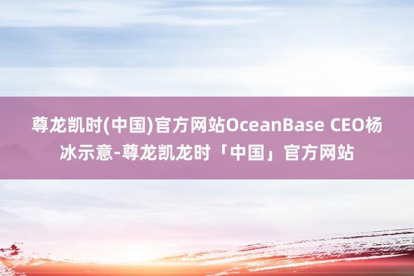 尊龙凯时(中国)官方网站OceanBase CEO杨冰示意-尊龙凯龙时「中国」官方网站