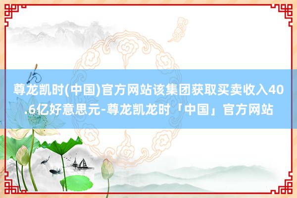 尊龙凯时(中国)官方网站该集团获取买卖收入40.6亿好意思元-尊龙凯龙时「中国」官方网站