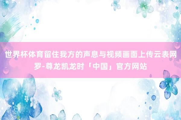 世界杯体育留住我方的声息与视频画面上传云表网罗-尊龙凯龙时「中国」官方网站