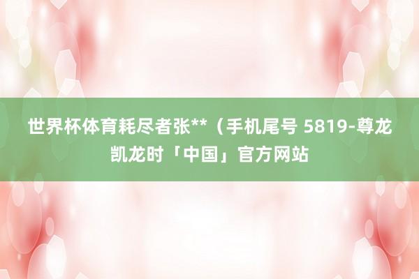 世界杯体育耗尽者张**（手机尾号 5819-尊龙凯龙时「中国」官方网站