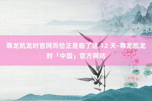 尊龙凯龙时官网而恰正是临了这 12 天-尊龙凯龙时「中国」官方网站